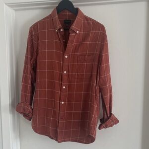 Club Monaco Men's Terracotta Plaid Shirt